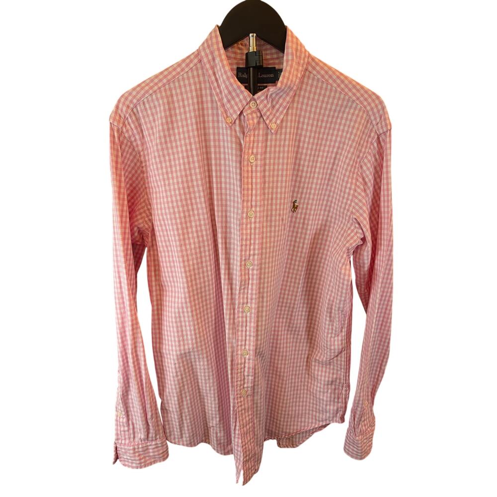 Polo Ralph Lauren Gingham Button Shirt Men's Large Classic Fit Oxford Preppy